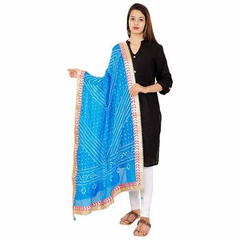 blue Silk Bandhej Dupatta 1