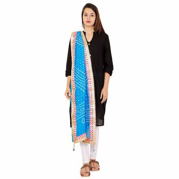 blue Silk Bandhej Dupatta 2