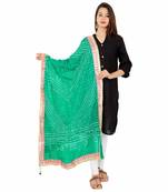 green Silk Bandhej Dupatta