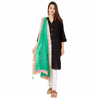 green Silk Bandhej Dupatta 3