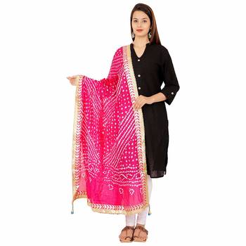 magenta Silk Bandhej Dupatta 1
