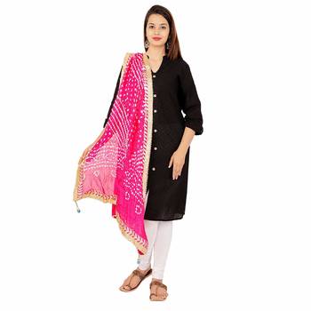 magenta Silk Bandhej Dupatta 2