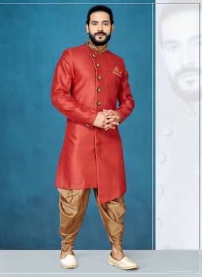 Red hand woven
 silk indo-western-dresses 1