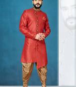 Red hand woven
 silk indo-western-dresses