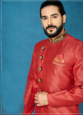 Red hand woven
 silk indo-western-dresses 2