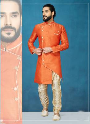 Orange plain
 silk indo-western-dresses 1