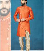 Orange plain
 silk indo-western-dresses
