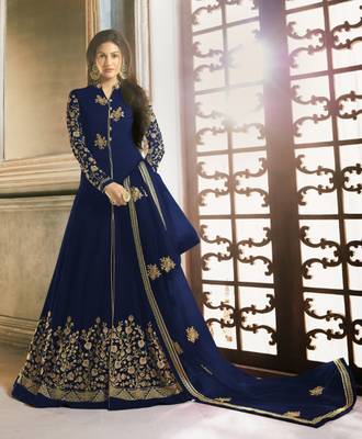 Blue embroidered georgette salwar 1