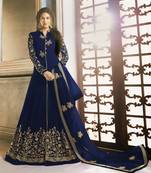 Blue embroidered georgette salwar