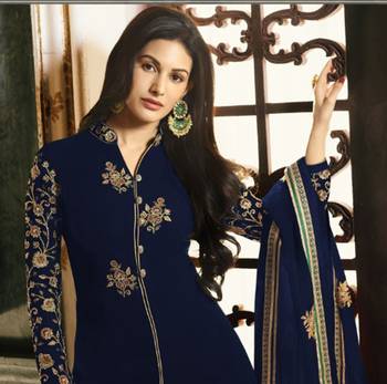 Blue embroidered georgette salwar 2