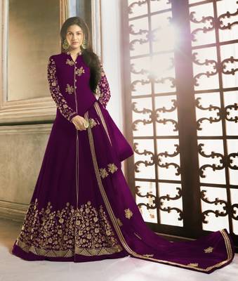 Purple embroidered georgette salwar 1