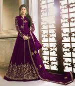 Purple embroidered georgette salwar