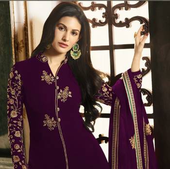 Purple embroidered georgette salwar 2