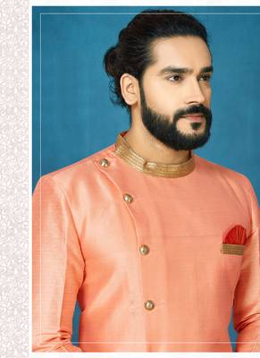 Orange hand woven
 silk indo-western-dresses 2