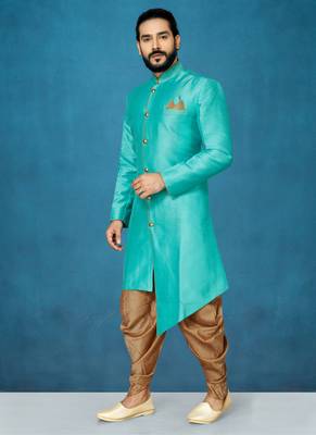 Green hand woven
 silk indo-western-dresses 1