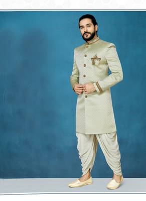 Green hand woven
 silk indo-western-dresses 1