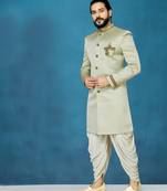 Green hand woven
 silk indo-western-dresses