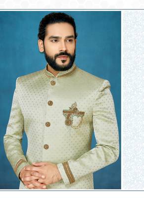 Green hand woven
 silk indo-western-dresses 2