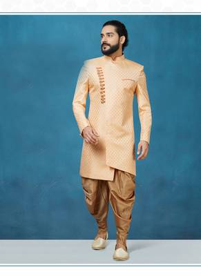 Orange hand woven
 silk indo-western-dresses 1