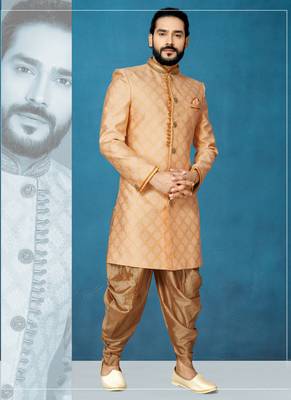 Orange hand woven
 silk indo-western-dresses 1
