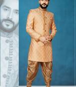 Orange hand woven
 silk indo-western-dresses