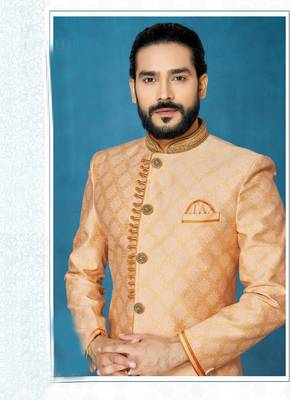 Orange hand woven
 silk indo-western-dresses 2