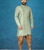 Green hand woven
 silk indo-western-dresses