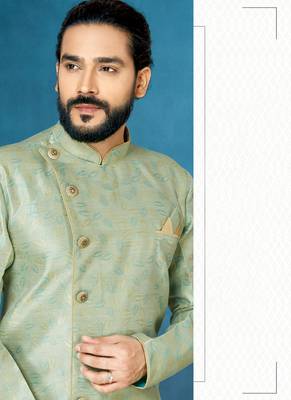 Green hand woven
 silk indo-western-dresses 2