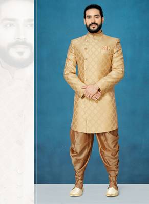 Gold hand woven
 silk indo-western-dresses 1