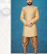 Gold hand woven
 silk indo-western-dresses