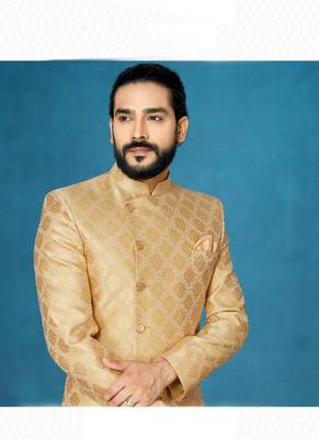 Gold hand woven
 silk indo-western-dresses 2