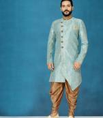 Grey hand woven
 silk indo-western-dresses