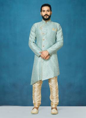 Grey hand woven
 silk indo-western-dresses 1