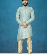 Grey hand woven
 silk indo-western-dresses