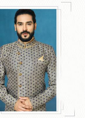 Beige hand woven
 silk indo-western-dresses 2