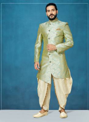 Green hand woven
 silk indo-western-dresses 1