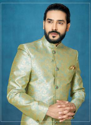 Green hand woven
 silk indo-western-dresses 2