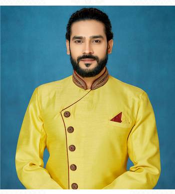 Yellow hand woven
 silk indo-western-dresses 2