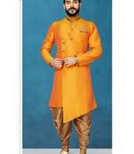 Orange hand woven
 silk indo-western-dresses