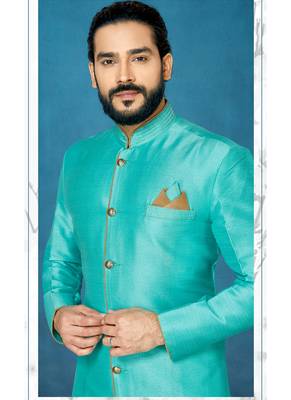 Green hand woven
 silk indo-western-dresses 2