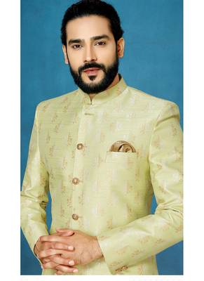 Green hand woven
 jaquard indo-western-dresses 2
