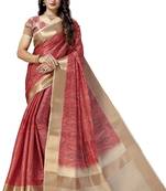Red woven silk saree with blouse