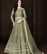 Green embroidered jacquard salwar