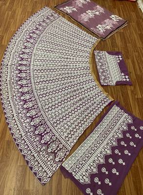 Purple embroidered georgette semi stitched lehenga 2