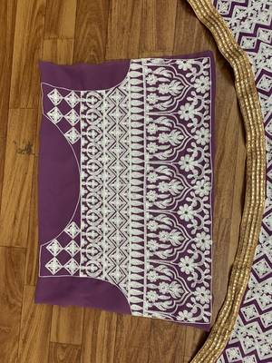 Purple embroidered georgette semi stitched lehenga 3