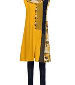 Yellow Printed Cotton Kids Kurta Set