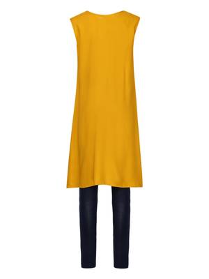 Yellow Printed Cotton Kids Kurta Set 4