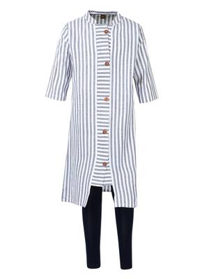 Blue Printed Cotton Kids Kurta Set 1