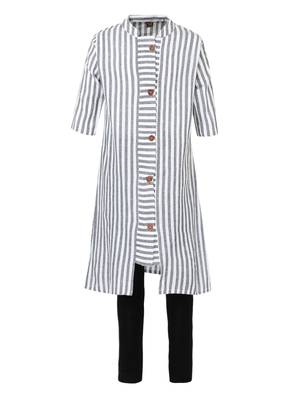 Black Printed Cotton Kids Kurta Set 1