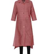 Brown Printed Cotton Kids Kurta Set